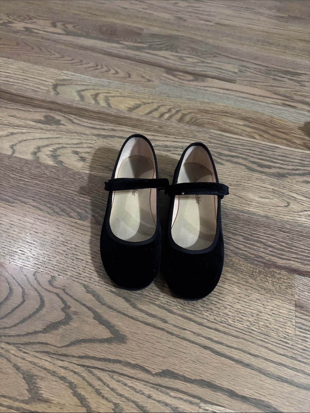 Black Velvet Mary Jane Dress Shoes for Kids with Hook-and-Loop Strap